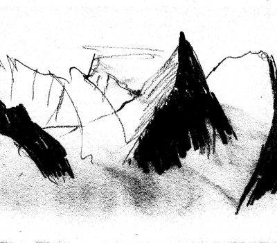 2 der 5 heiligen mongolischen Gipfeln | Bleistift auf Papier | 21 x 30 cm | 2015